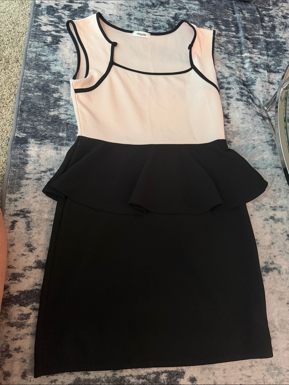 Persaya Blush Pink and Black Peplum Sheath Dress